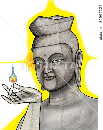 悟りの境地の弥勒菩薩が魂の火を灯すのイラスト素材