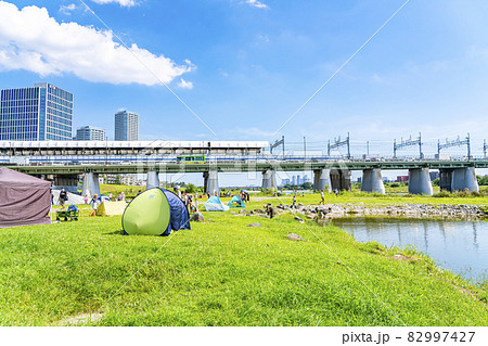 東京都】世田谷区立兵庫島公園から見る二子玉川の街並みの写真素材 [82997427] - PIXTA