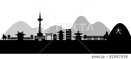 京都の街並みのイラスト素材