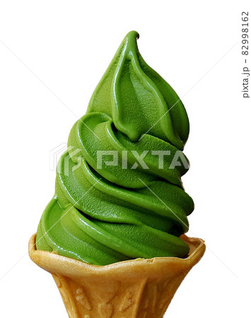 Isolate on white of soft green tea ice cream cone 82998162