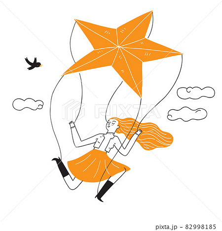 Young Girl Puppet Is Played By An Orange Star のイラスト素材