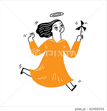 little angel girl running and playing little angel girl running and playing 82998303