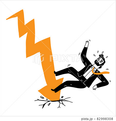Stock graph arrows fall on business people 82998308