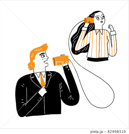 Communication concept, man talking through a wire 82998310