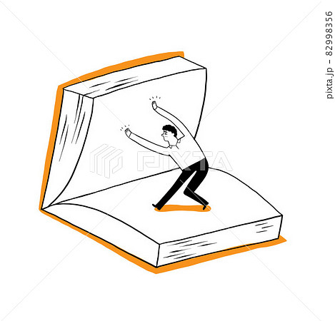 A man, a student or a businessman is flipping over a large book A man, a student or a businessman is flipping over a large book 82998356