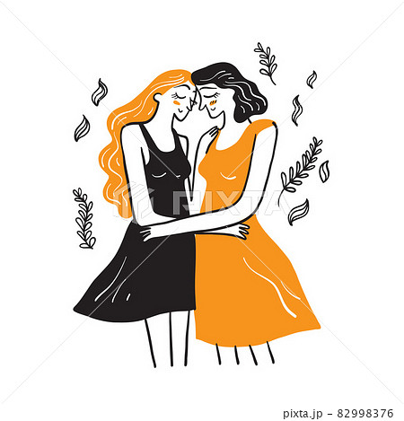 Cute homosexual couple hug and kiss each other. 82998376