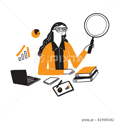 Illustration of a research businessman, 82998382