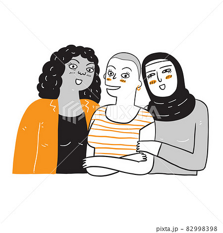 A group of women who are diverse in ethnicity and skin color 82998398
