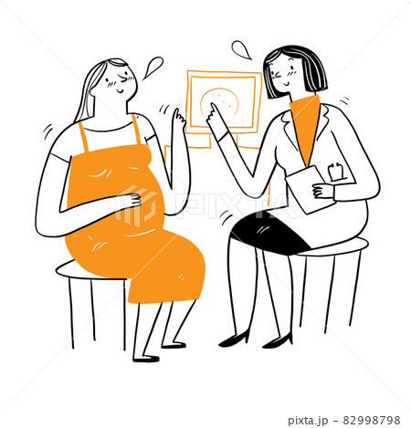 Beautiful doctors tell patients advice about illness or pregnancy. 82998798