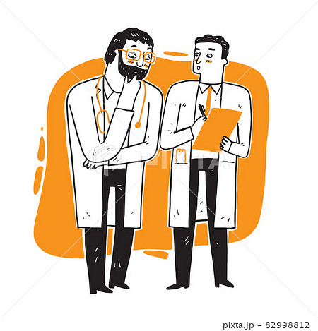 Doctors standing and talkin 82998812