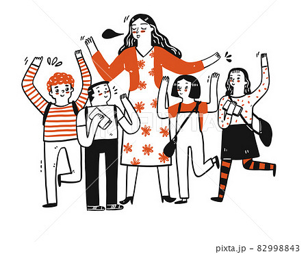 A female teacher and students 82998843