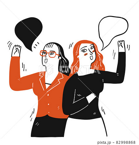 Hand drawn two girls say hi to each other 82998868