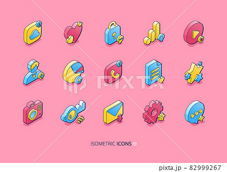Isometric icons for social media and website 82999267