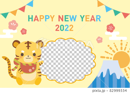 2022 New Year's card illustration Tiger year frame Mt. Fuji 82999334