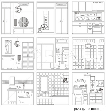 インテリアの線画ベクターイラスト. インテリアの線画ベクターイラスト. 83000185