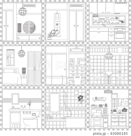 インテリアの線画ベクターイラスト. インテリアの線画ベクターイラスト. 83000185