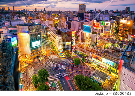 Shibuya Crossing from top view in Tokyo Shibuya Crossing from top view in Tokyo 83000432