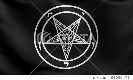 Baphomet Knights Templar flag blowing in the wind. 3D rendering illustration of waving sign 83000471