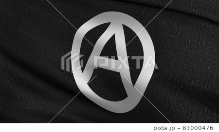 Anarchy flag blowing in the wind. 3D rendering illustration of waving sign 83000476