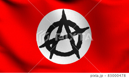 Anarchy flag blowing in the wind. 3D rendering illustration of waving sign 83000478
