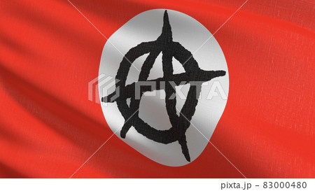 Anarchy flag blowing in the wind. 3D rendering illustration of waving sign 83000480