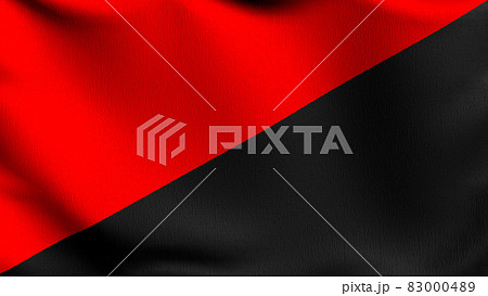 Anarcho syndicalism flag blowing in the wind. 3D rendering illustration of waving sign 83000489