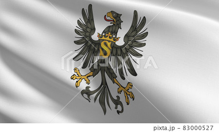 Ducal Prussia flag blowing in the wind. 3D rendering illustration of waving sign Ducal Prussia flag blowing in the wind. 3D rendering illustration of waving sign 83000527