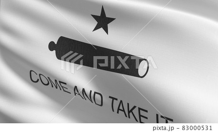 Come and take it flag blowing in the wind. 3D rendering illustration of waving sign Come and take it flag blowing in the wind. 3D rendering illustration of waving sign 83000531