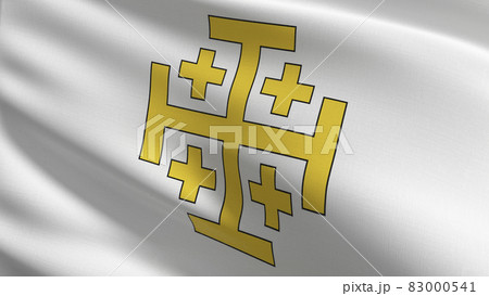 Kingdom of Jerusalem flag blowing in the wind. 3D rendering illustration of waving sign Kingdom of Jerusalem flag blowing in the wind. 3D rendering illustration of waving sign 83000541