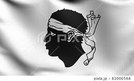 Frankreich Korsika flag blowing in the wind. 3D rendering illustration of waving sign 83000568