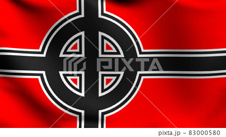 Celtic cross flag blowing in the wind. 3D rendering illustration of waving sign 83000580