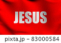 Jesus flag blowing in the wind. 3D rendering illustration of waving sign 83000584
