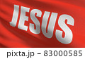 Jesus flag blowing in the wind. 3D rendering illustration of waving sign 83000585