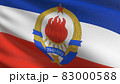 SFR Yugoslavia flag blowing in the wind. 3D rendering illustration of waving sign 83000588