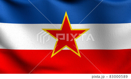 SFR Yugoslavia flag blowing in the wind. 3D rendering illustration of waving sign SFR Yugoslavia flag blowing in the wind. 3D rendering illustration of waving sign 83000589