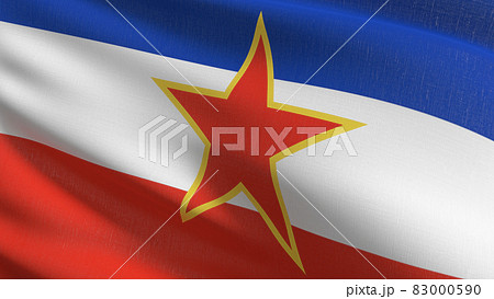 SFR Yugoslavia flag blowing in the wind. 3D rendering illustration of waving sign SFR Yugoslavia flag blowing in the wind. 3D rendering illustration of waving sign 83000590