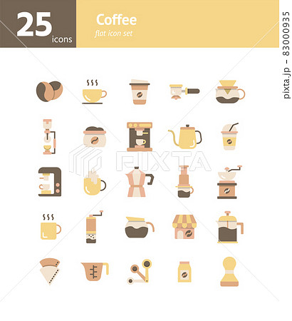 Coffee flat icon set. Vector and Illustration. Coffee flat icon set. Vector and Illustration. 83000935