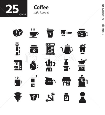 Coffee solid icon set. Vector and Illustration. Coffee solid icon set. Vector and Illustration. 83000936