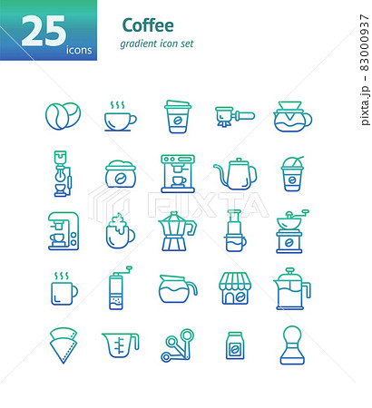 Coffee gradient icon set. Vector and Illustration. Coffee gradient icon set. Vector and Illustration. 83000937