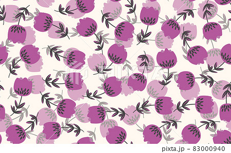 Seamless floral pattern based on traditional folk art ornaments. Colorful flowers on light background. Scandinavian style. Sweden nordic style. Vector illustration. Simple minimalistic pattern 83000940