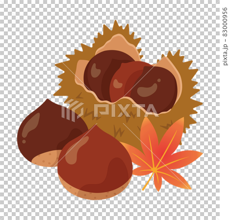 Illustration of chestnuts and autumn leaves 83000956