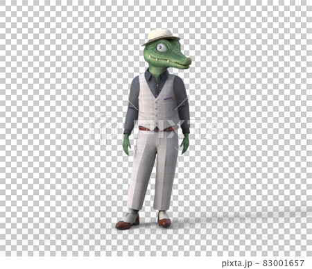 3D illustration of fashionable crocodile pose 83001657