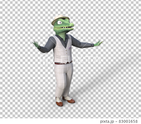 大げさなポーズをとるファッショナブルなワニの3Dイラスト 83001658