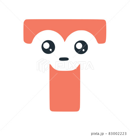 Letter t cute kawaii character, funny smiley clip art isolated on white background Letter t cute kawaii character, funny smiley clip art isolated on white background 83002223