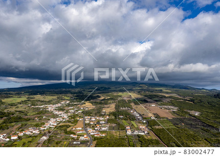 Pico Island Azores vineyard wine grapes near Madalena protected by lava stone aerial view Pico Island Azores vineyard wine grapes near Madalena protected by lava stone aerial view 83002477