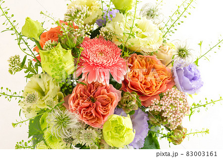 自然光でのガーベラや薔薇などのフラワーアレンジメント 自然光でのガーベラや薔薇などのフラワーアレンジメント 83003161