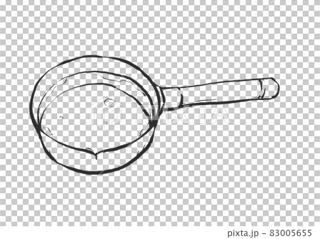 出汁の入った片手鍋の手描き筆絵風イラスト 83005655