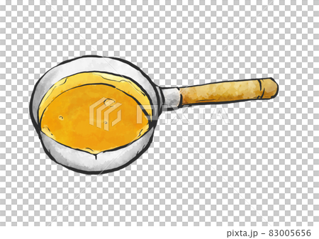 出汁の入った片手鍋の手描き筆絵風イラスト 83005656
