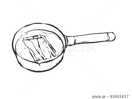 昆布だしの入った片手鍋の手描き筆絵風イラスト 83005657