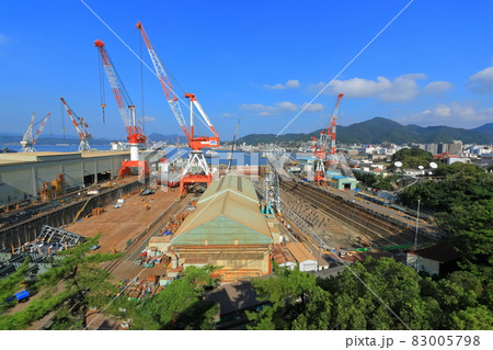 【広島県】歴史の見える丘から見た戦艦大和 建造ドック 【広島県】歴史の見える丘から見た戦艦大和 建造ドック 83005798